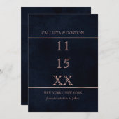 Eenvoudig modern roosgoud marineblauw waterverf save the date (Voorkant / Achterkant)