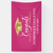 Eenvoudig modern roze Afstuderen Spandoek (Verticaal)