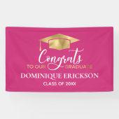 Eenvoudig modern roze Afstuderen Spandoek (Horizontaal)