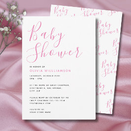 Eenvoudig modern roze Baby shower Kaart