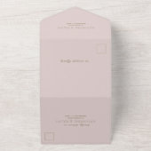 Eenvoudig modern roze beige bruiloft all in one uitnodiging (Buitenkant)