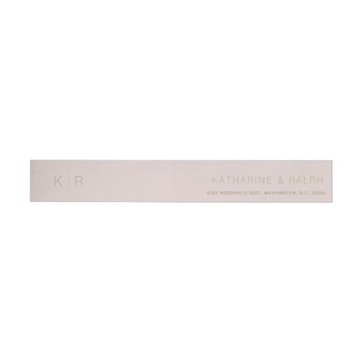 Eenvoudig Modern Roze Beige Monogram Wraparound La Adreslabel Wikkel (Individueel)