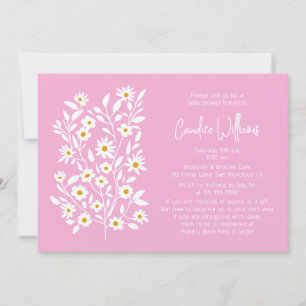 Eenvoudig Modern Roze Bloemen Koppels Baby shower Kaart