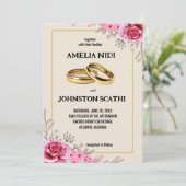 Eenvoudig Modern Roze bloemig Kaart (Staand voorkant)