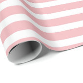 Eenvoudig Modern Roze en White Striped minimalist Cadeaupapier (Rol Hoek)