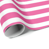 Eenvoudig Modern Roze en White Striped minimalist Cadeaupapier (Rol Hoek)
