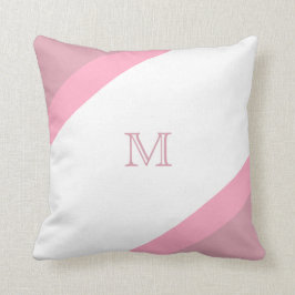 Eenvoudig modern Roze gestreept monogram Kussen