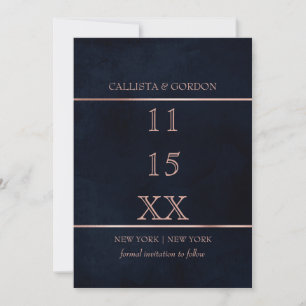 Eenvoudig Modern Roze Goud Marineblauw Waterverf Save The Date