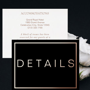 Eenvoudig modern roze gouden rand bruiloft RSVP Folie Uitnodiging Briefkaart