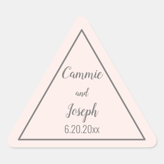 Eenvoudig Modern Roze Grijs Driehoek Bruiloft Geom Sticker (Voorkant)