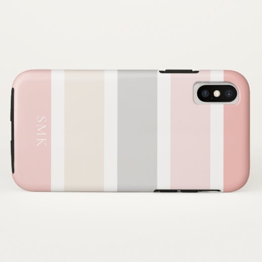 Eenvoudig modern Roze grijze strip Monogram Case-Mate iPhone Case (Achterkant (horizontaal))