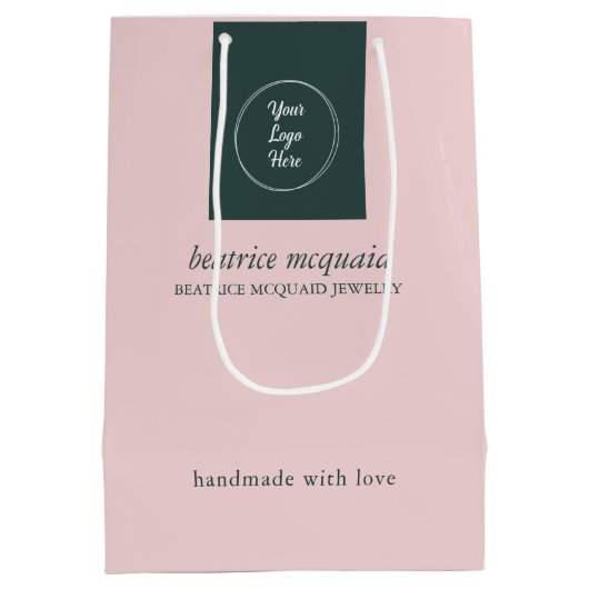 Eenvoudig modern roze logo medium cadeauzakje (Achterkant)