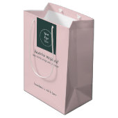 Eenvoudig modern roze logo medium cadeauzakje (Achterkant Gekanteld)