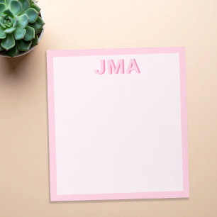 Eenvoudig Modern Roze Monogram Notitieblok