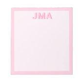 Eenvoudig Modern Roze Monogram Notitieblok (Voorkant)