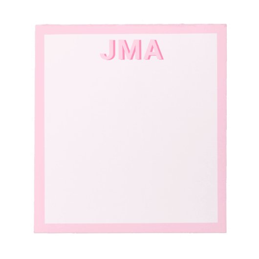 Eenvoudig Modern Roze Monogram Notitieblok (Voorkant)