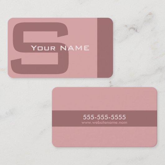 Eenvoudig Modern Roze Monogram Visitekaartje (Voorkant / Achterkant)