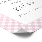 Eenvoudig Modern Roze Plaid Bow Baby shower Teken Poster (Hoek)