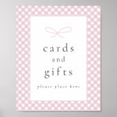 Eenvoudig Modern Roze Plaid Bow Baby shower Teken Poster (Voorkant)