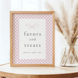 Eenvoudig Modern Roze Plaid Bow Baby shower Teken Poster