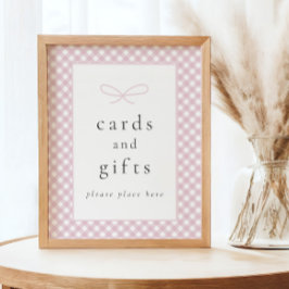 Eenvoudig Modern Roze Plaid Bow Baby shower Teken Poster