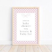 Eenvoudig Modern Roze Plaid Bow Baby shower Welkom Poster