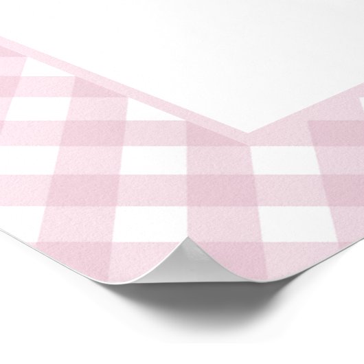 Eenvoudig Modern Roze Plaid Bow Baby shower Welkom Poster (Hoek)