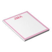 Eenvoudig Modern Roze Rood Monogram Notitieblok (Schuin)