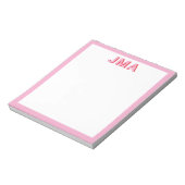 Eenvoudig Modern Roze Rood Monogram Notitieblok (Linkerzijde)