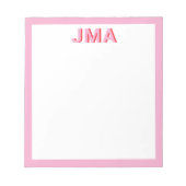 Eenvoudig Modern Roze Rood Monogram Notitieblok (Voorkant)
