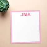 Eenvoudig Modern Roze Rood Monogram Notitieblok<br><div class="desc">Creëer uw eigen gepersonaliseerde monogram briefpapier met uw aangepaste initialen of naam in de moderne minimalistische typografie.</div>