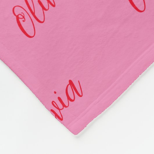 Eenvoudig Modern Roze Rood Script Herhalende Naam Fleece Deken (Hoek)