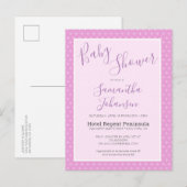 Eenvoudig Modern Roze Sterrenpatroon Baby shower Uitnodiging Briefkaart (Voorkant / Achterkant)
