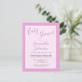 Eenvoudig Modern Roze Sterrenpatroon Baby shower Uitnodiging Briefkaart (Staand voorkant)