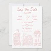 Eenvoudig modern Roze Witte  Startpagina Save The Date (Voorkant)