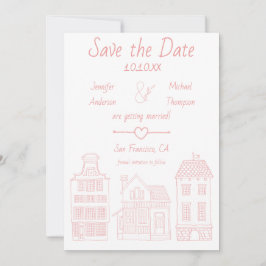 Eenvoudig modern Roze Witte  Startpagina Save The Date