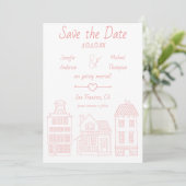 Eenvoudig modern Roze Witte  Startpagina Save The Date (Staand voorkant)