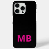 Eenvoudig Modern Roze Zwart Initiaal Monogram Case-Mate iPhone Case (Achterkant)