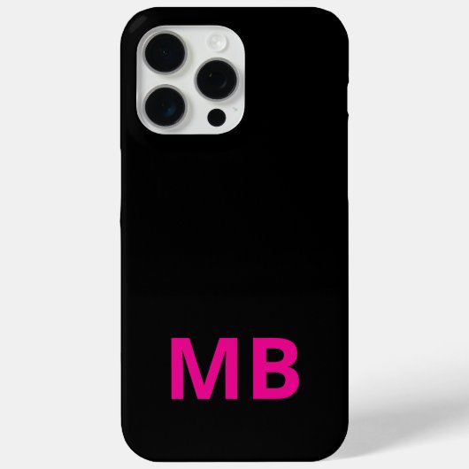 Eenvoudig Modern Roze Zwart Initiaal Monogram Case-Mate iPhone Case (Achterkant)