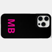Eenvoudig Modern Roze Zwart Initiaal Monogram Case-Mate iPhone Case (Achterkant (horizontaal))