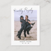 Eenvoudig modern RSVP Weduwfoto QR Code Reply Informatiekaartje (Voorkant)