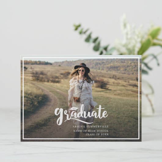 Eenvoudig, modern Rustic Afstuderen elk Afstuderen Aankondiging (Staand voorkant)