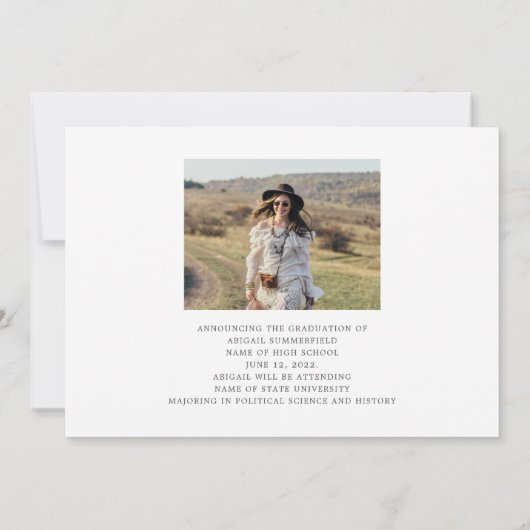 Eenvoudig, modern Rustic Afstuderen elk Afstuderen Aankondiging (Achterkant)