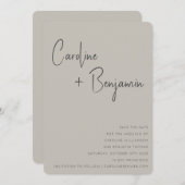 Eenvoudig modern Rustic Boho Taupe Script Weddensc Save The Date (Voorkant / Achterkant)