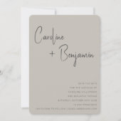 Eenvoudig modern Rustic Boho Taupe Script Weddensc Save The Date (Voorkant)