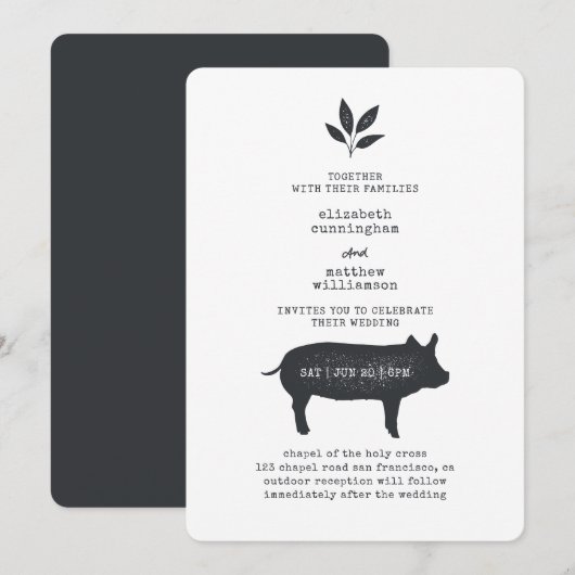 Eenvoudig modern Rustic Country Farmhouse Weddensc Kaart (Voorkant / Achterkant)