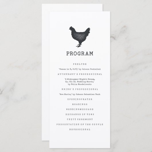 Eenvoudig modern Rustic Country Farmhouse Weddensc Programmakaart (Voorkant / Achterkant)