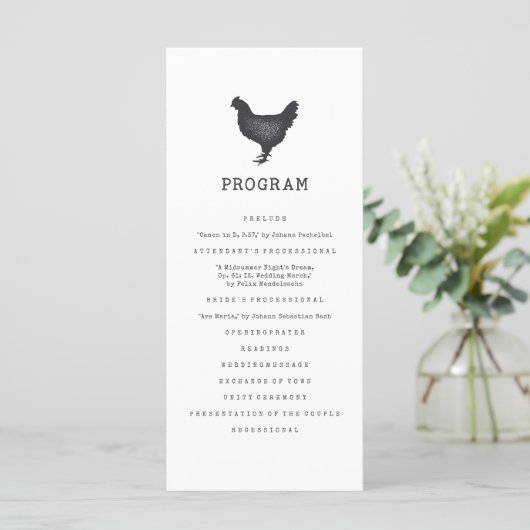 Eenvoudig modern Rustic Country Farmhouse Weddensc Programmakaart (Staand voorkant)