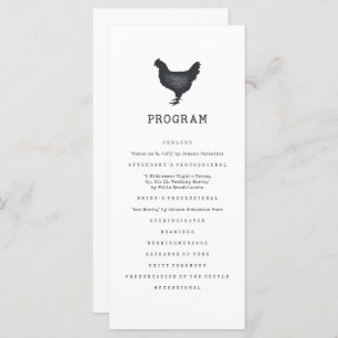 Eenvoudig modern Rustic Country Farmhouse Weddensc Programmakaart