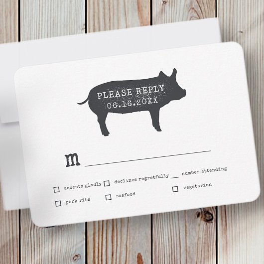 Eenvoudig modern Rustic Country Farmhouse Weddensc RSVP Kaartje